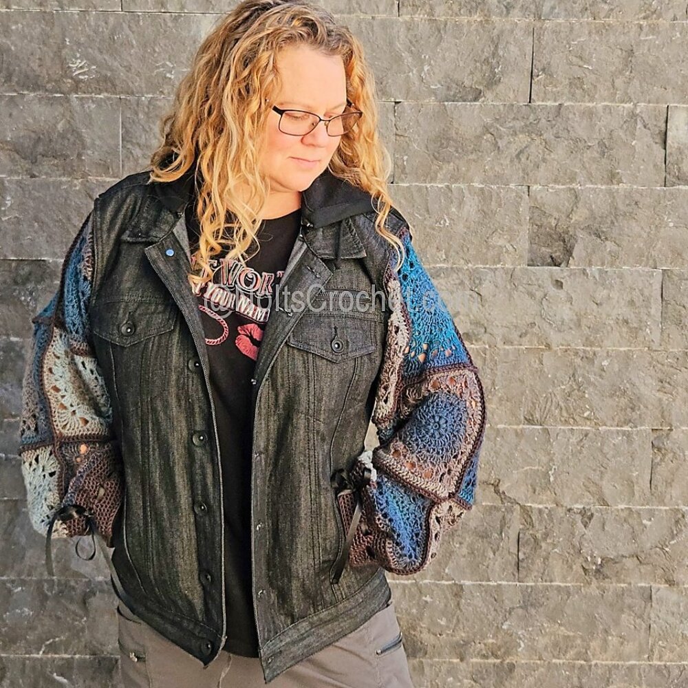 Deep Sea Rebel Denim Jacket w/ Crochet Sleeves